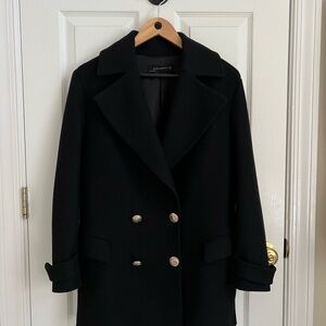 Black Double-Breasted Women's Coat
